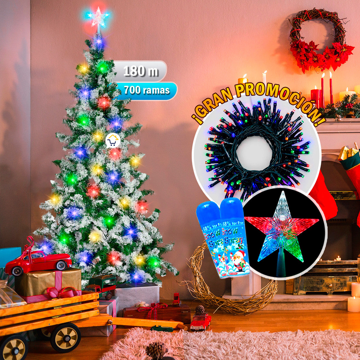 Combo Árbol Navidad 1.80M Tupido COS34D